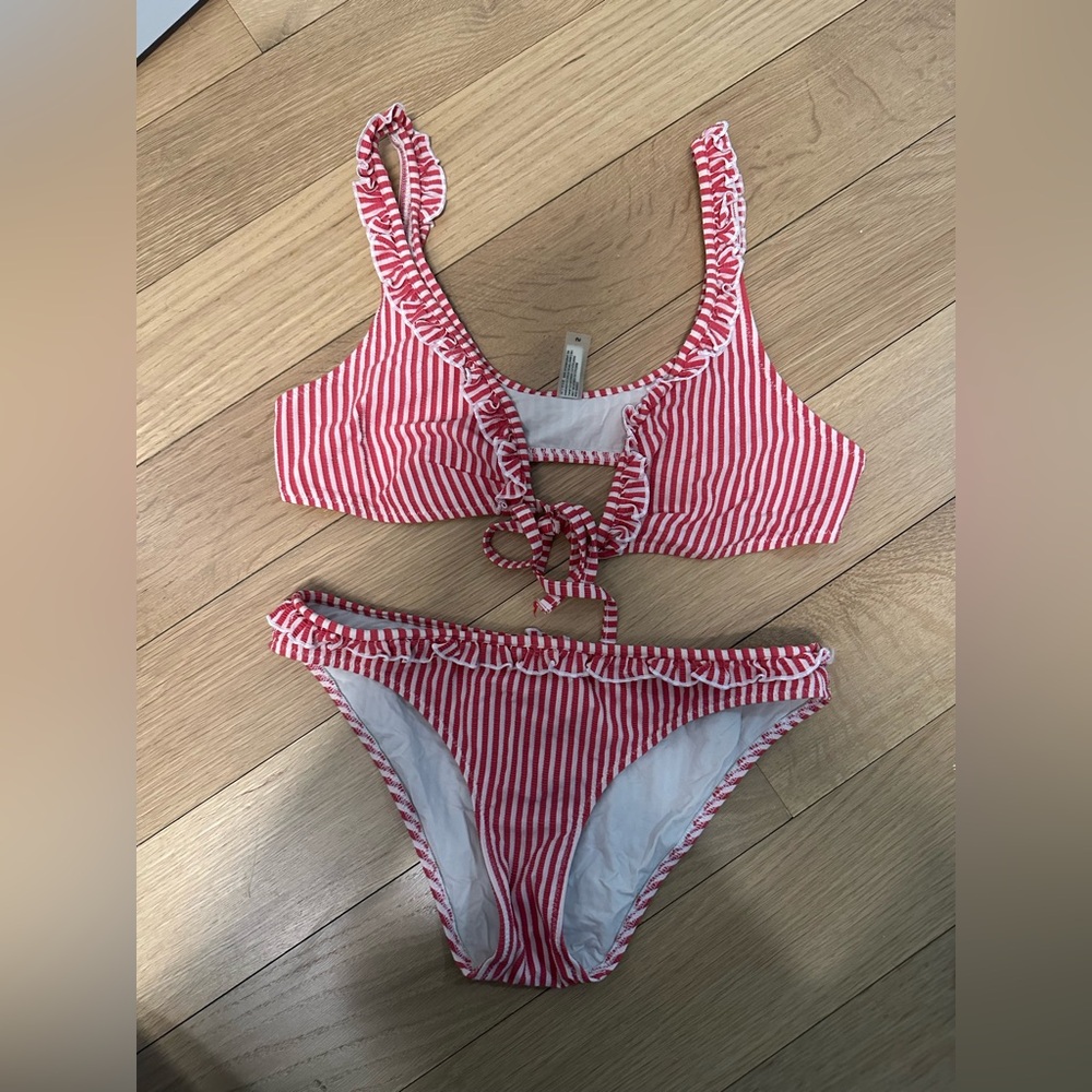 Solid and striped bikini